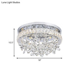 Contemporary Crystal Led Ceiling Light - Chrome Flush Mount In 3 Sizes