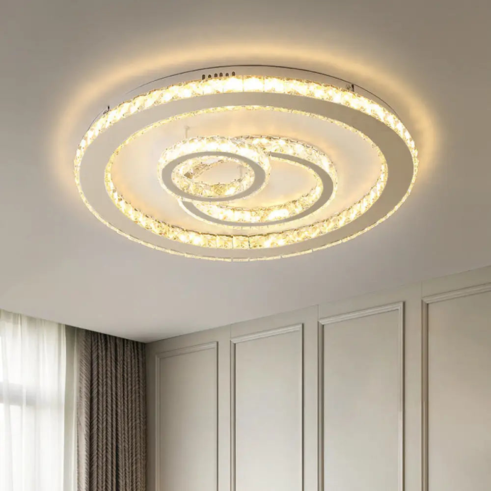 Contemporary Crystal Led Ceiling Light For Bedroom - Chrome Finish Warm/White / 16.5’ White