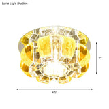 Contemporary Crystal Led Flush Mount Ceiling Light - Clear Floral Design For Entryway