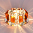 Contemporary Crystal Led Flush Mount Ceiling Light - Clear Floral Design For Entryway Burgundy