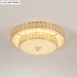 Contemporary Crystal Led Flush Mount Ceiling Light In Champagne For Parlor - Flower/Round Design