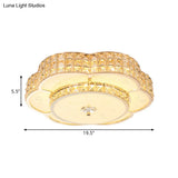 Contemporary Crystal Led Flush Mount Ceiling Light In Champagne For Parlor - Flower/Round Design