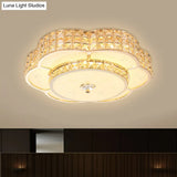 Contemporary Crystal Led Flush Mount Ceiling Light In Champagne For Parlor - Flower/Round Design