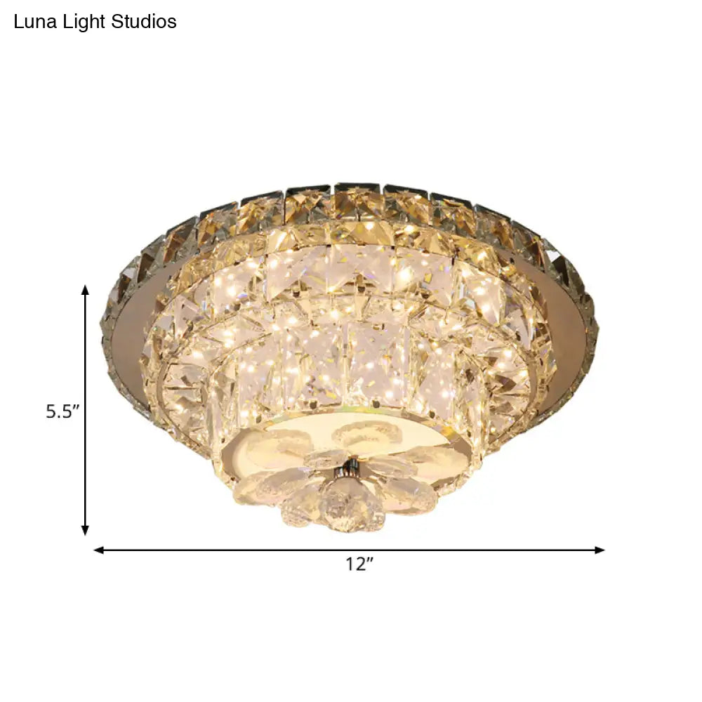 Contemporary Crystal Led Porch Flush Mount Ceiling Light Fixture