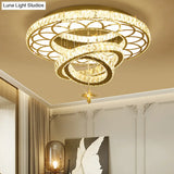 Contemporary Crystal Led Silver Rings Flush Mount Ceiling Light - Ideal For Bedroom