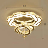 Contemporary Crystal Led Silver Rings Flush Mount Ceiling Light - Ideal For Bedroom / 31.5’ Flower