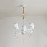 Contemporary Crystal Metal Pendant Chandelier For Living Room 3 / White
