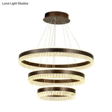 Contemporary Crystal Pendant Chandelier - 1/2/3 Lights Led White/Warm/Natural Light Brown