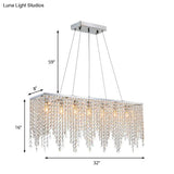 Contemporary Crystal Pendant Light Fixture - 8-Light Ceiling Hanging In Chrome Finish