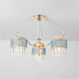 Contemporary Crystal Prisms Gold Cylinder Chandelier - 3 Lights Pendant Ceiling Fixture
