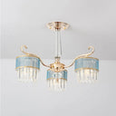 Contemporary Crystal Prisms Gold Cylinder Chandelier - 3 Lights Pendant Ceiling Fixture