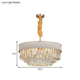 Contemporary Crystal Raindrops Chandelier - White 9/15 Heads Drum Ceiling Pendant (19.5’/23.5’ Wide)