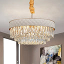 Contemporary Crystal Raindrops Chandelier - White 9/15 Heads Drum Ceiling Pendant (19.5’/23.5’