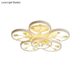 Contemporary Crystal Raindrops Semi Flush Light With Led Flower Design - Black/White Ceiling