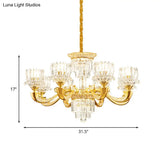 Contemporary Crystal Rectangle Chandelier - Gold Lotus Suspension Light With 6/8 Bulbs For Living