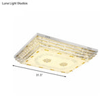 Contemporary Crystal Rod Ceiling Light In White Rectangle Design - Led Fixture With Multi-Color