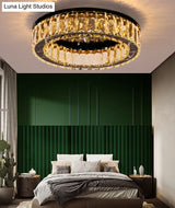 Contemporary Crystal Round Flush Mount Ceiling Light