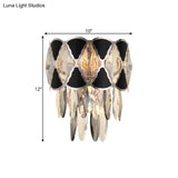 Contemporary Crystal Sconce With Clear Bulbs And Oval Drops