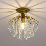 Contemporary Crystal Strands Ceiling Light Fixture - Terrace Semi Flush Mount Chandelier Gold / A