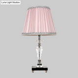 Contemporary Crystal Table Lamp With Pink/Blue Nightstand Light And Conical Fabric Shade