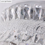 Contemporary Crystal Teardrop Flush Light - 6 Bulbs Nickel Ceiling Mount Fixture