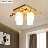 Contemporary Cube Led Ceiling Light In White For Living Room - 4/6/8 Lights Milk Glass Finish