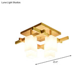 Contemporary Cube Led Ceiling Light In White For Living Room - 4/6/8 Lights Milk Glass Finish