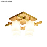 Contemporary Cube Led Ceiling Light In White For Living Room - 4/6/8 Lights Milk Glass Finish