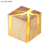 Contemporary Cube Wood Led Wall Light In Burlywood - 1-Light Fixture