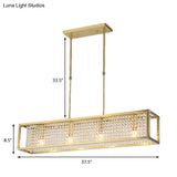 Contemporary Cuboid Island Pendant Chandelier With Crystal Drops