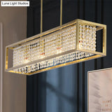 Contemporary Cuboid Island Pendant Chandelier With Crystal Drops