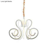 Contemporary Curly Acrylic Chandelier - White Led Ceiling Lamp For Dining Room