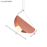 Contemporary Curved Hanging Lighting - 1 Light Metal Pendant For Bedroom Black/Grey
