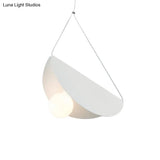 Contemporary Curved Hanging Lighting - 1 Light Metal Pendant For Bedroom Black/Grey