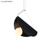 Contemporary Curved Hanging Lighting - 1 Light Metal Pendant For Bedroom Black/Grey