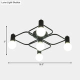 Contemporary Diamond/Rectangular Semi Flush Mount Light - 5/7/9 Lights White/Black Led Milk Glass