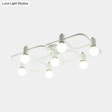 Contemporary Diamond/Rectangular Semi Flush Mount Light - 5/7/9 Lights White/Black Led Milk Glass