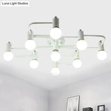 Contemporary Diamond/Rectangular Semi Flush Mount Light - 5/7/9 Lights White/Black Led Milk Glass