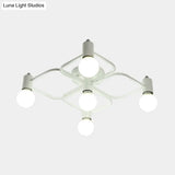 Contemporary Diamond/Rectangular Semi Flush Mount Light - 5/7/9 Lights White/Black Led Milk Glass
