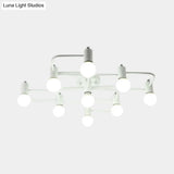 Contemporary Diamond/Rectangular Semi Flush Mount Light - 5/7/9 Lights White/Black Led Milk Glass