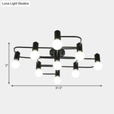Contemporary Diamond/Rectangular Semi Flush Mount Light - 5/7/9 Lights White/Black Led Milk Glass