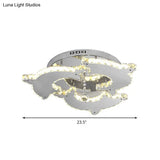 Contemporary Dolphin Semi Flush Mount Ceiling Light With Crystal And Metal Accents - 2/3 Heads In