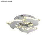 Contemporary Dolphin Semi Flush Mount Ceiling Light With Crystal And Metal Accents - 2/3 Heads In
