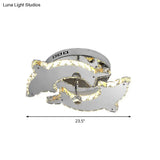 Contemporary Dolphin Semi Flush Mount Ceiling Light With Crystal And Metal Accents - 2/3 Heads In