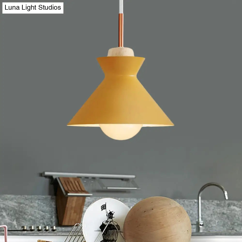 Contemporary Dome/Cone Metal Pendant Light - Grey/Yellow/Green