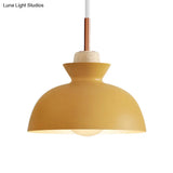 Contemporary Dome/Cone Metal Pendant Light - Grey/Yellow/Green