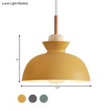Contemporary Dome/Cone Metal Pendant Light - Grey/Yellow/Green