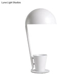 Contemporary Dome Metallic Shade Desk Lamp - Black/Gray 1-Bulb Reading Book Light With Storage Cup