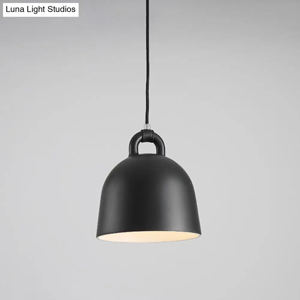 Contemporary Domed Pendant Lamp: Metal 1 Light Black Suspension Lighting For Dining Room