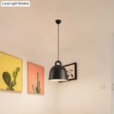 Contemporary Domed Pendant Lamp: Metal 1 Light Black Suspension Lighting For Dining Room